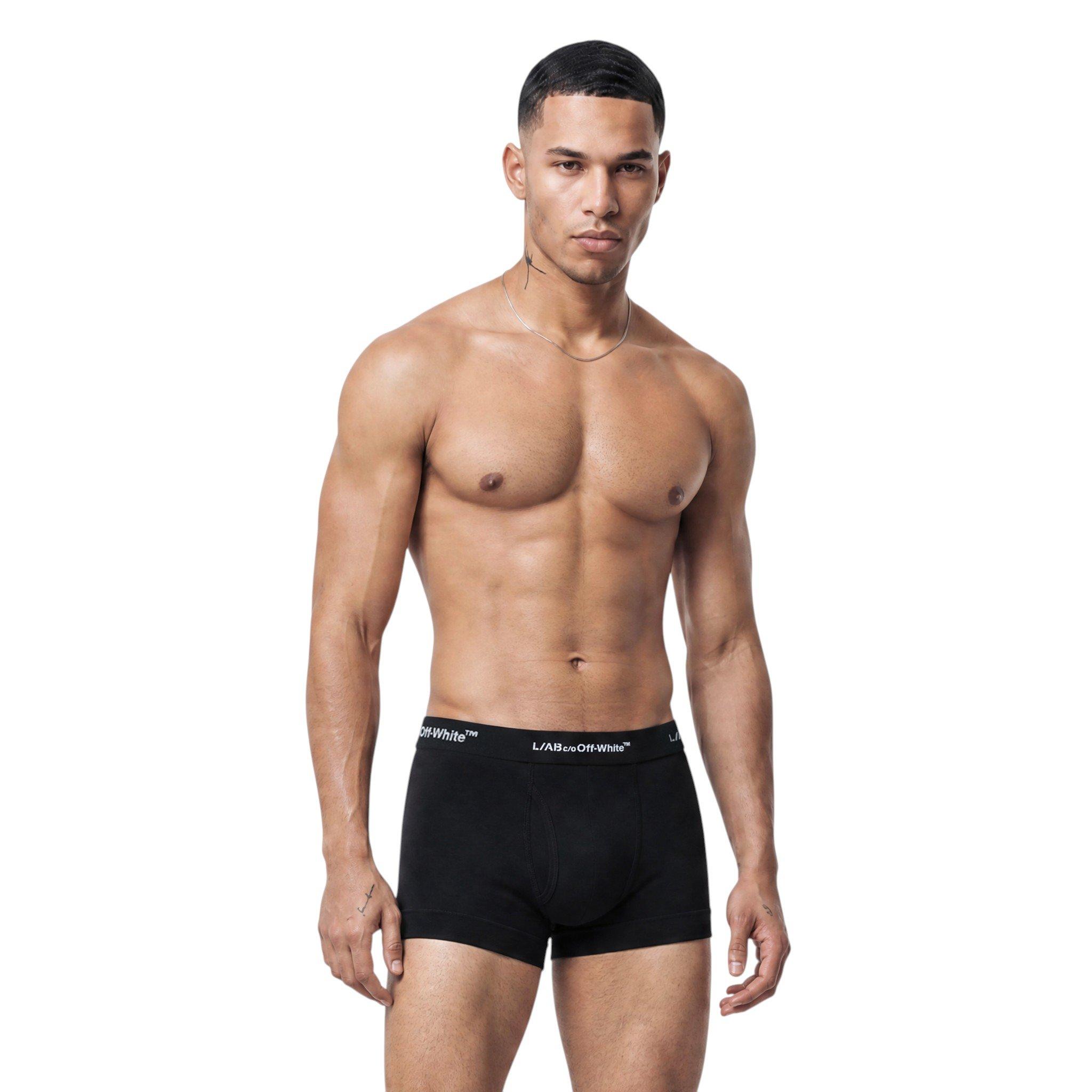 L/AB c/o Off-White Men's Horizontal Repeat 3" Trunk with Fly (3 Pack) - Black - BLACK